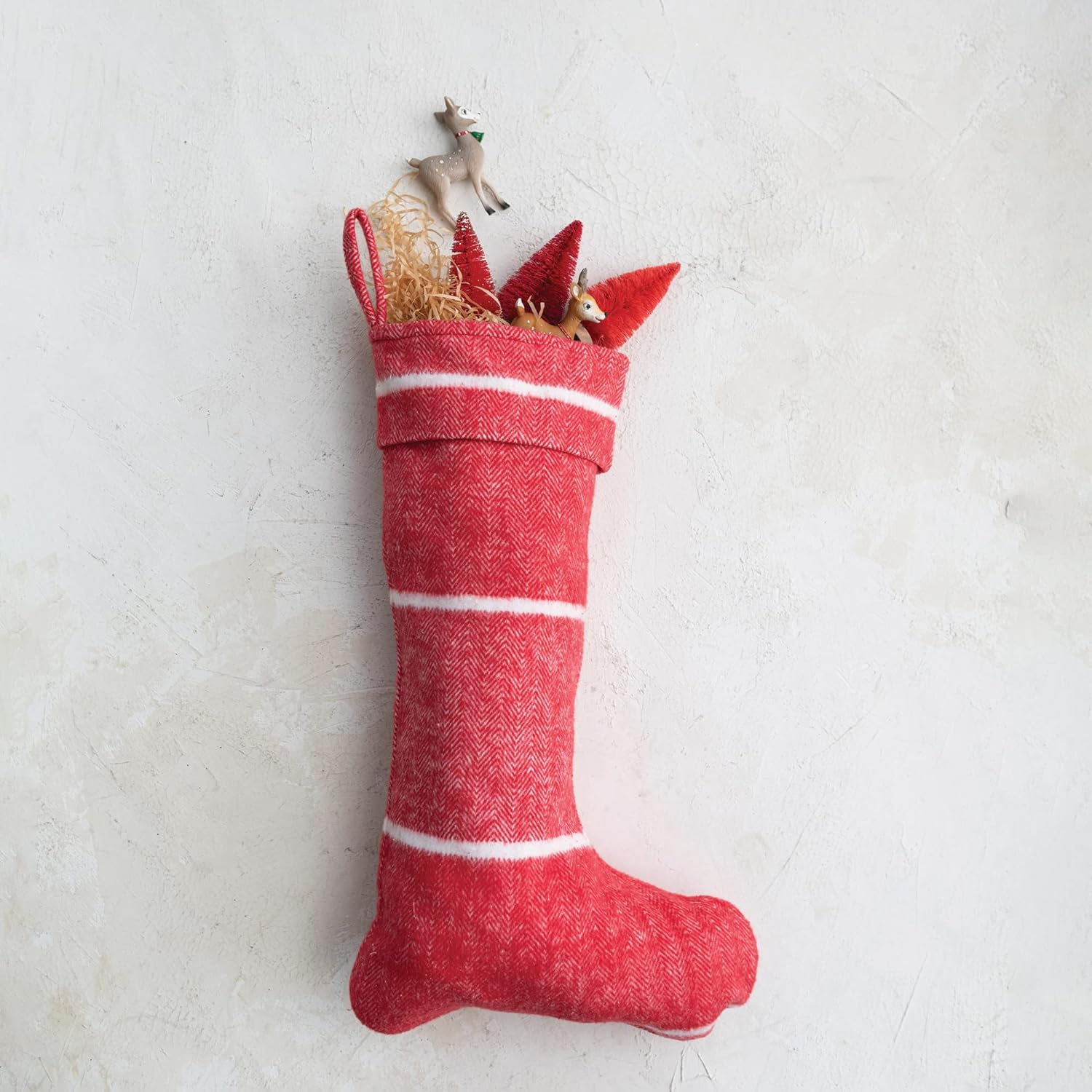 Brushed Cotton Flannel Stocking w/ Stripes - Image 2