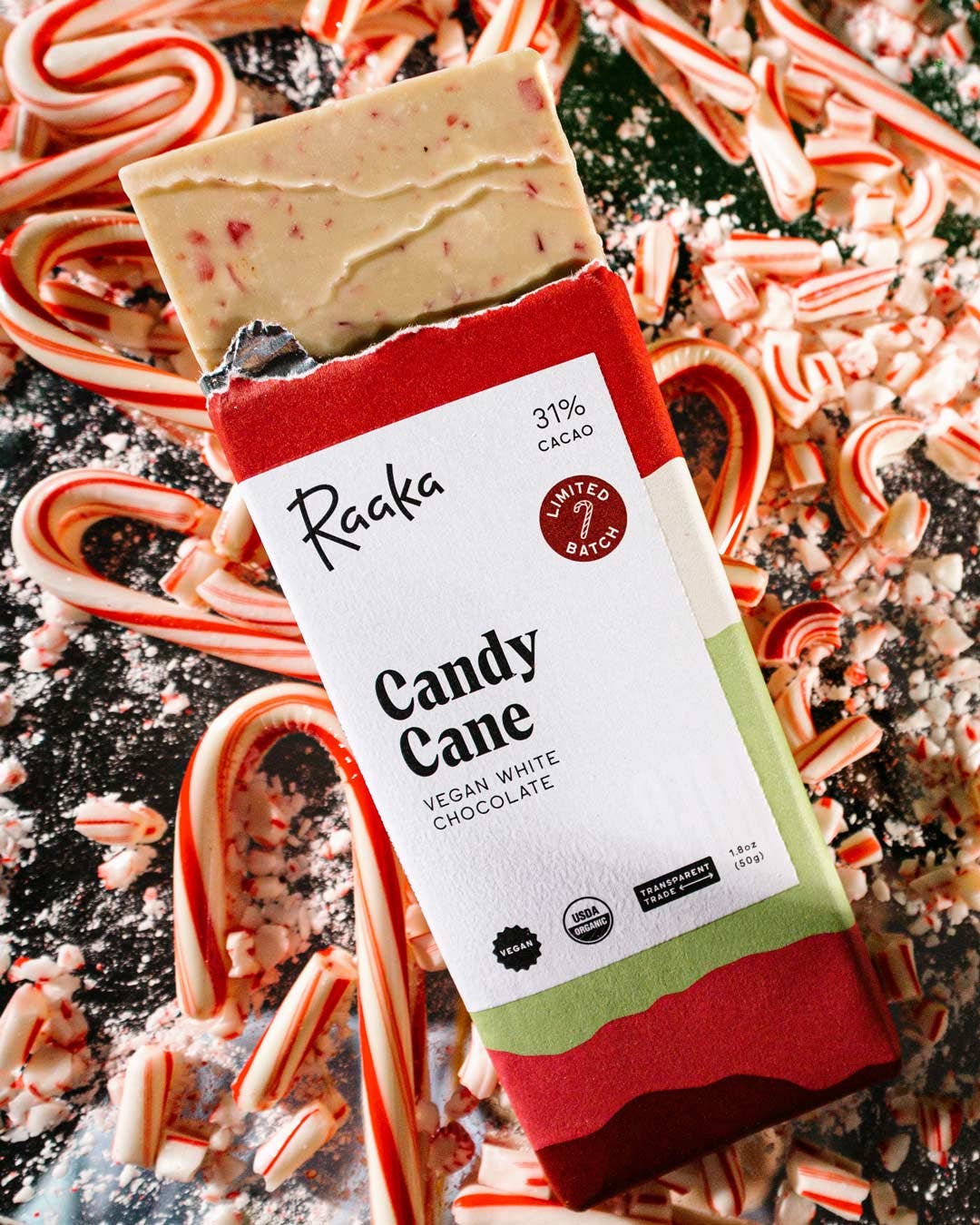 Candy Cane Vegan White Chocolate Bar - Image 2