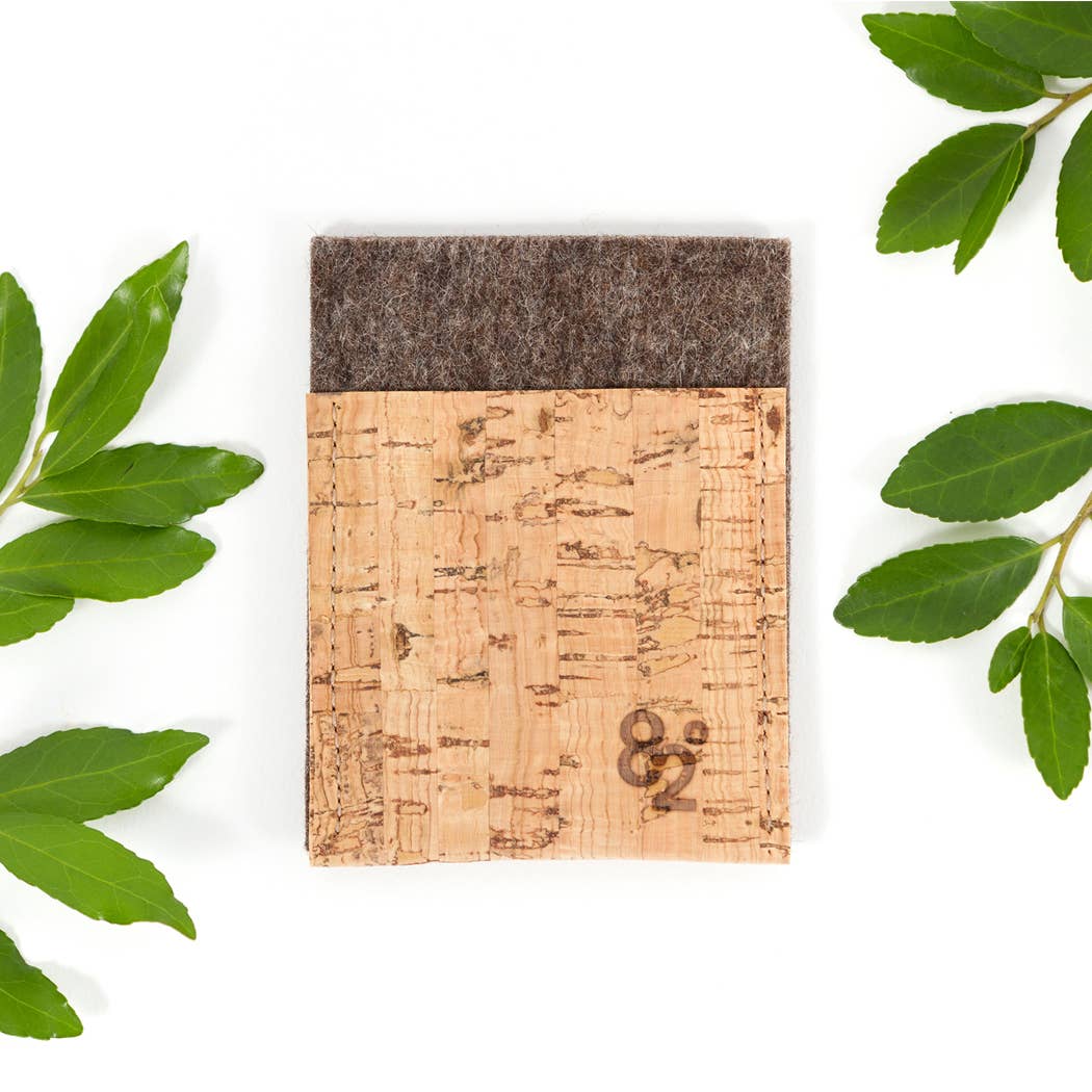 Felt & Cork Card Wallet: Heather Brown - Image 2