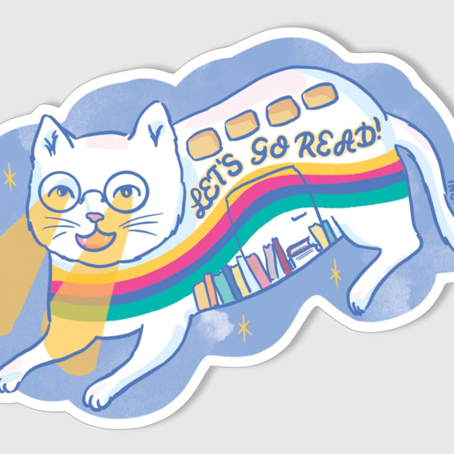 Cat Book Bus Sticker - Image 2