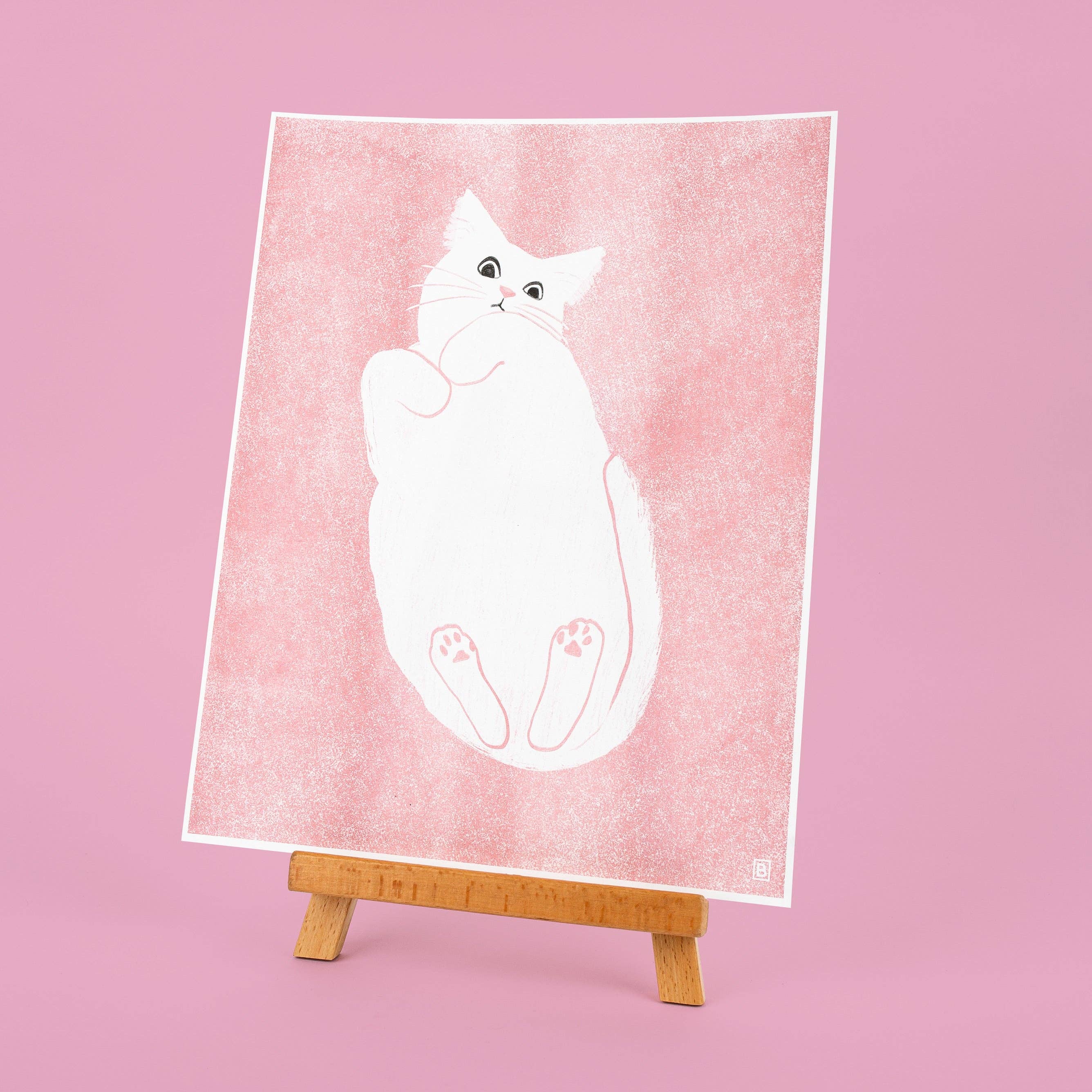 Cat on Glass Risograph Art Print - Image 3