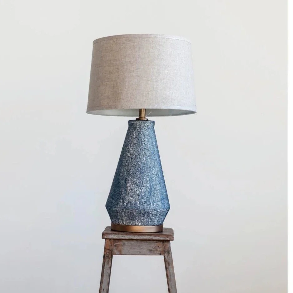 Ceramic Table Lamp With Linen Shade - Image 4