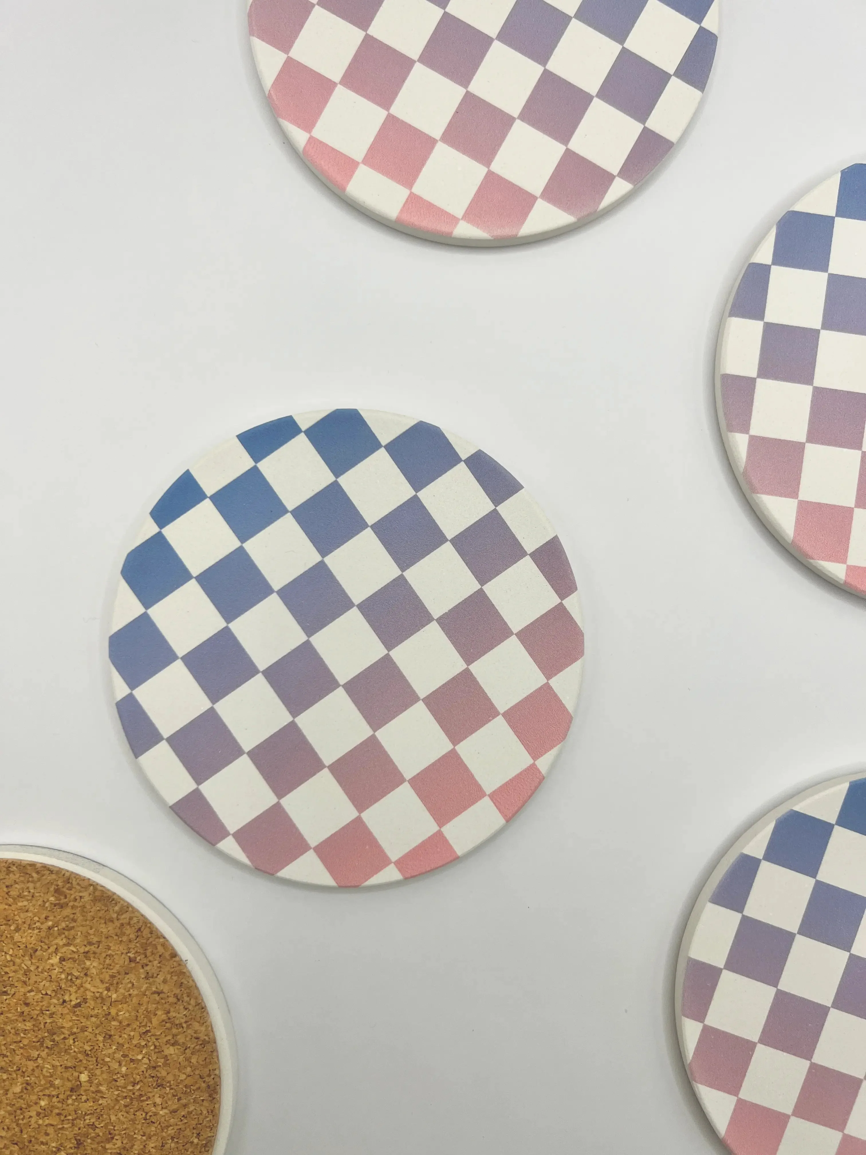 Checks Absorbent Stone Coasters - Image 2