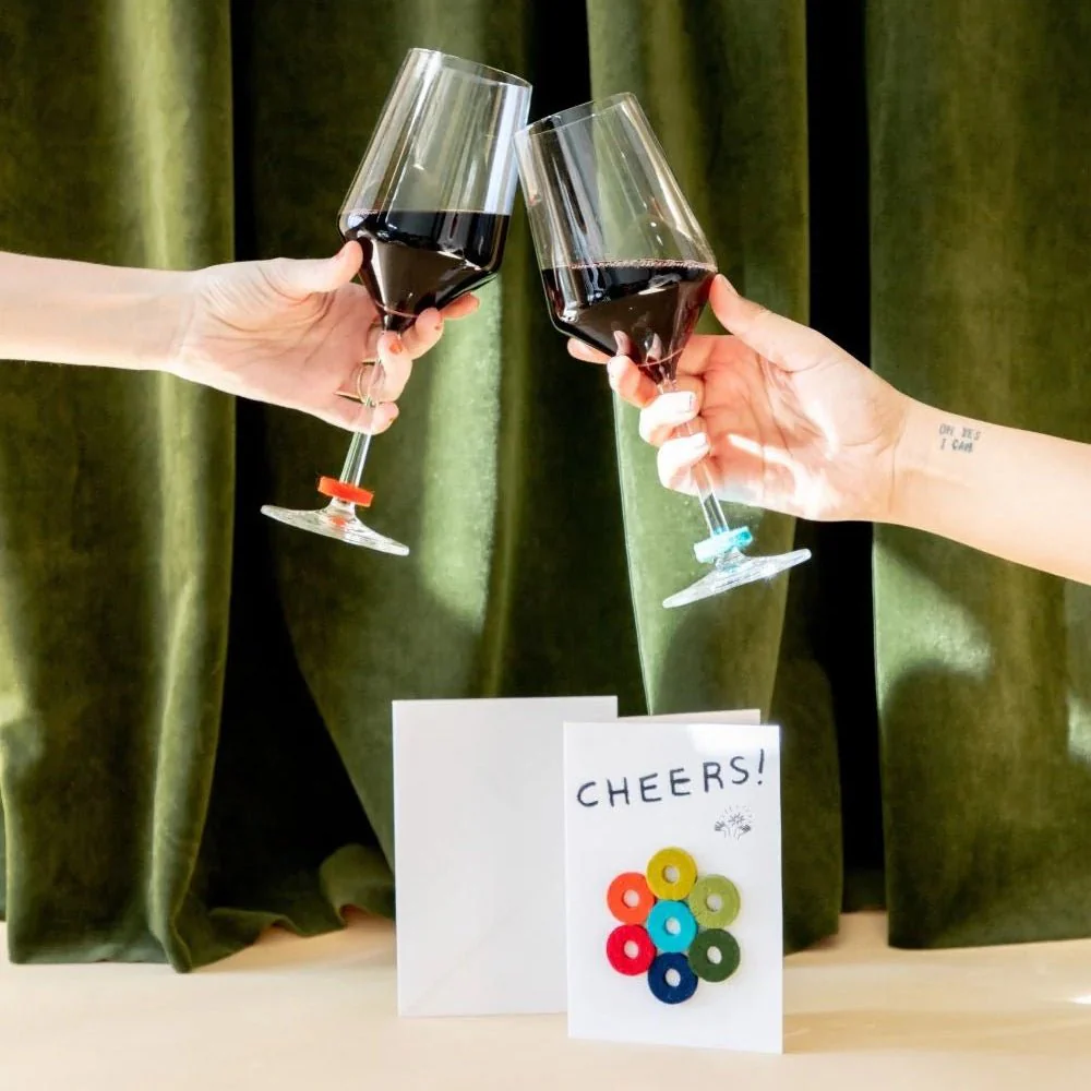 Wine-Ote's Merino Wool Felt Wine Markers: Cheers - Image 7