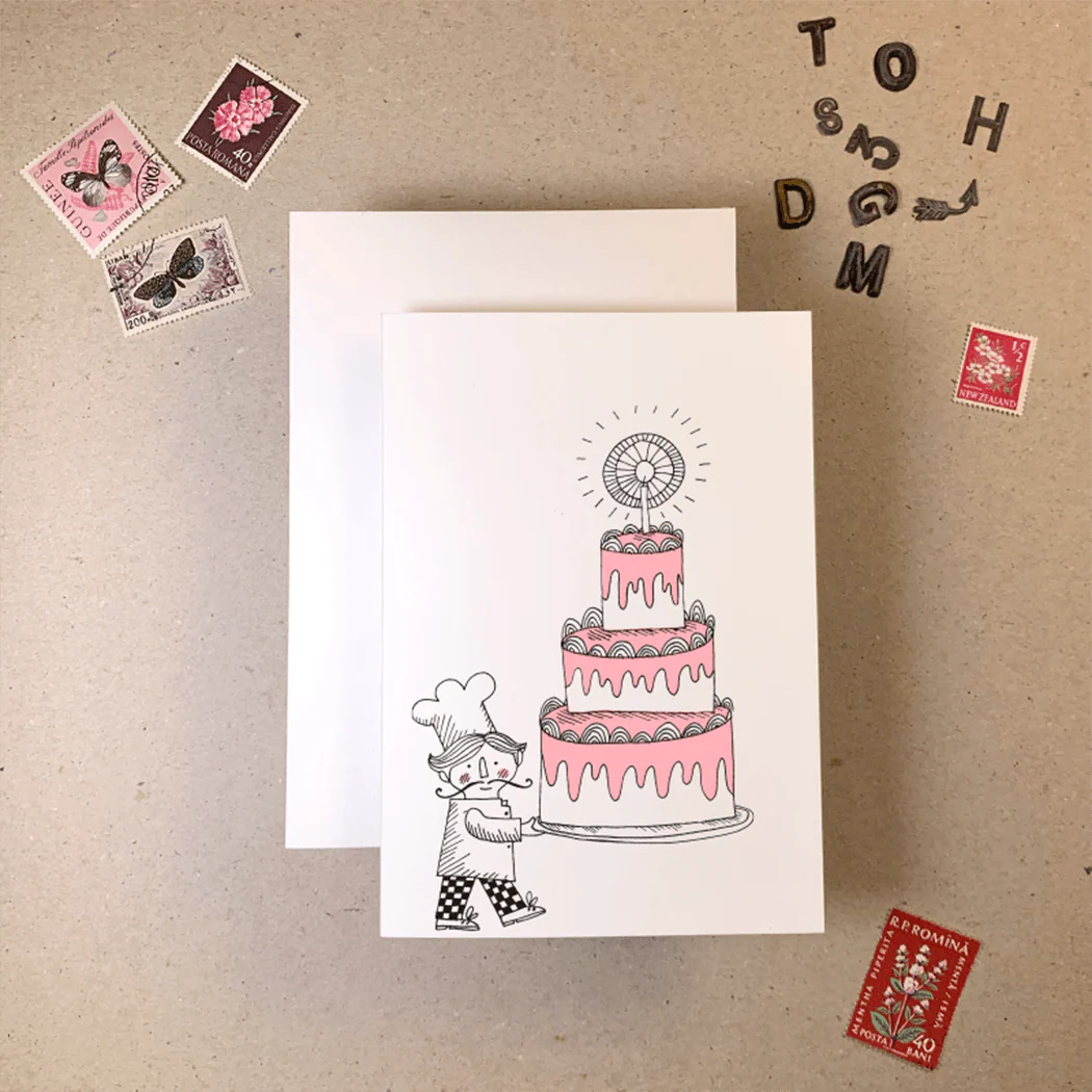 Chef With Cake Card