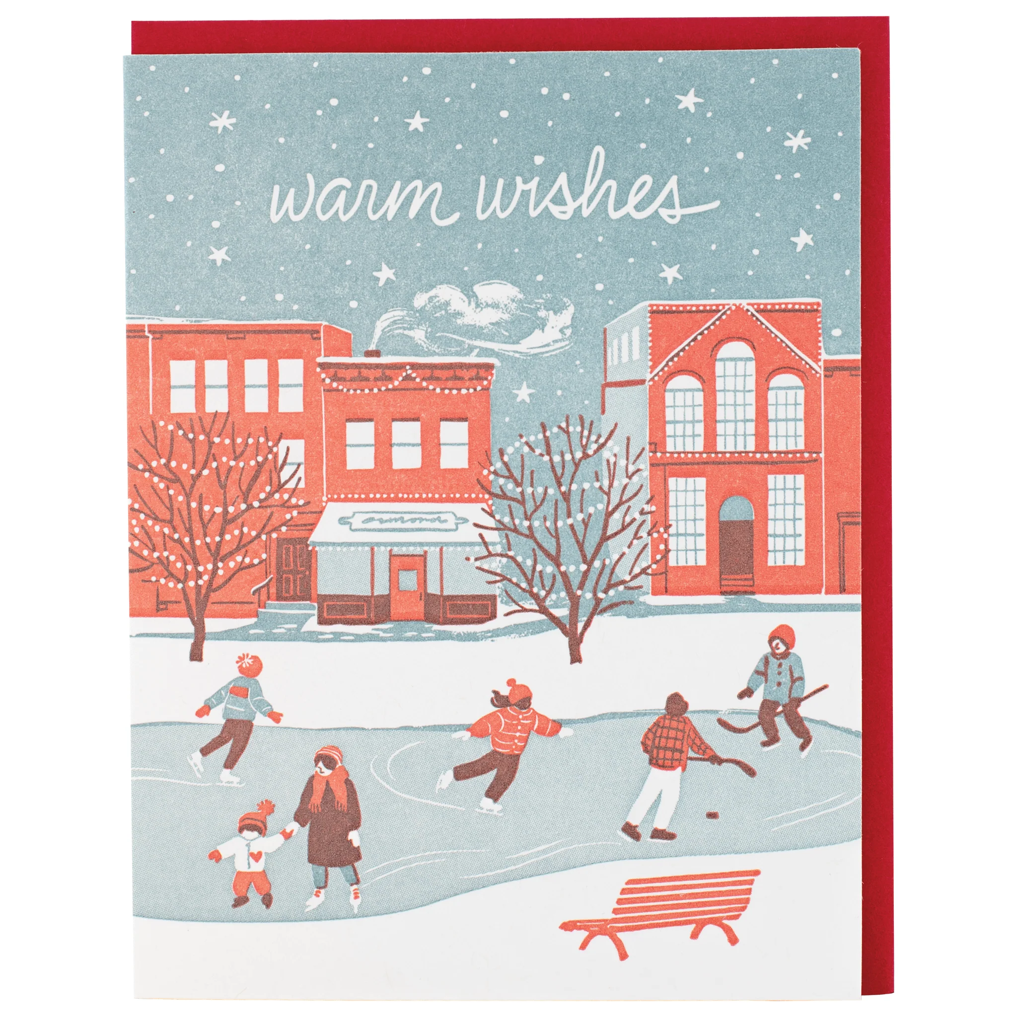 City Ice Skating Holiday Cards, Box Set of 8
