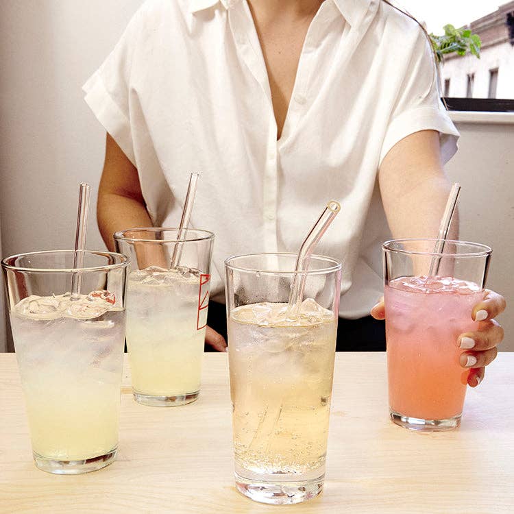 Clear Reusable Glass Straws, Set of 6 - Image 2
