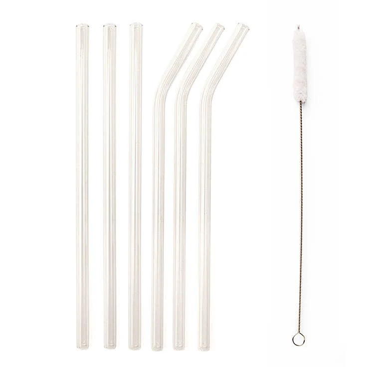 Clear Reusable Glass Straws, Set of 6 - Image 3