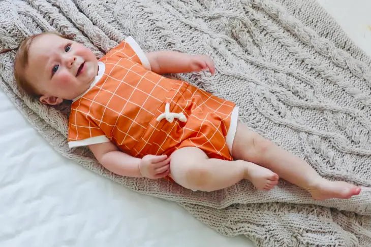 Clementine Checkered Baby Short Romper - Image 2