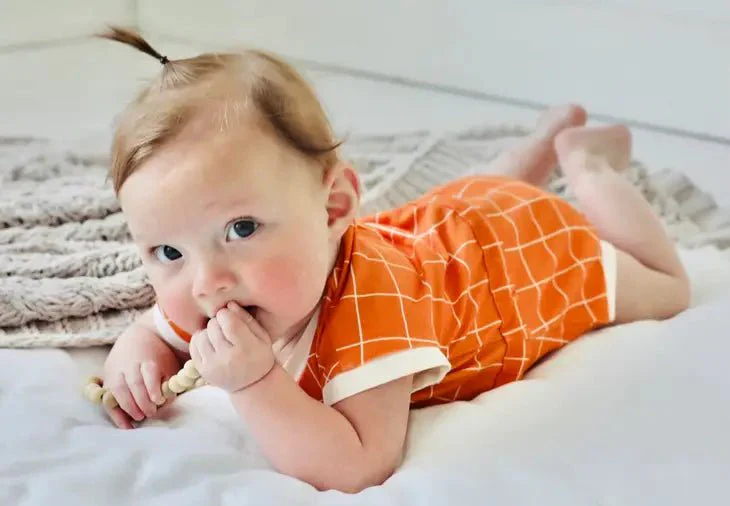 Clementine Checkered Baby Short Romper - Image 3