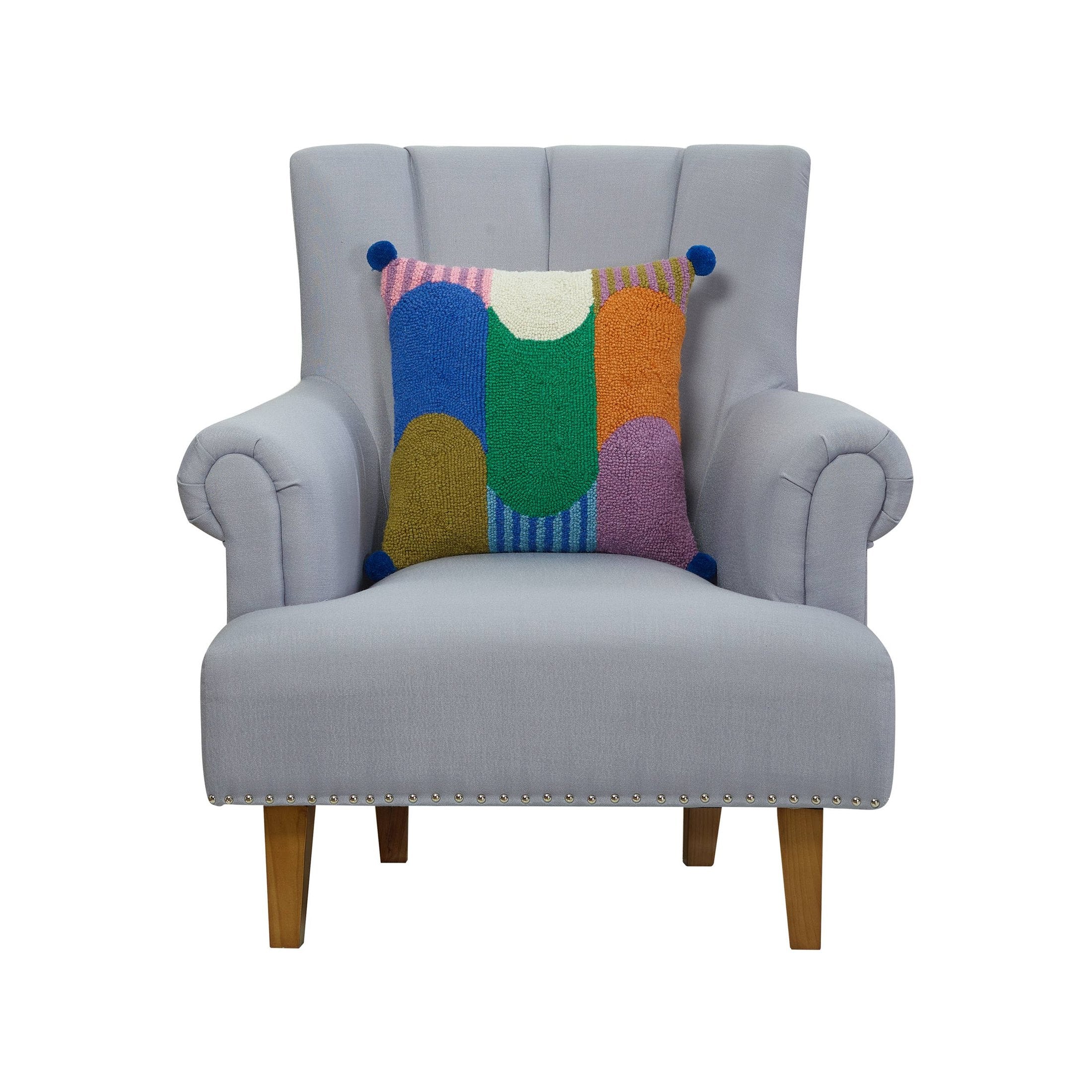 Color Wave w/ Pom Poms Hook Pillow - Image 2