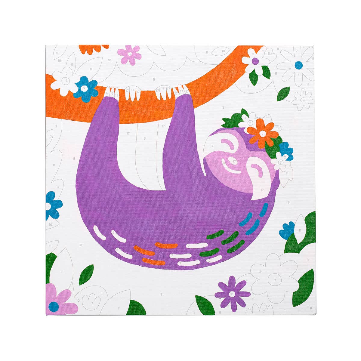 Happy Sloth Colorific Canvas Paint by Number Kit - Image 2