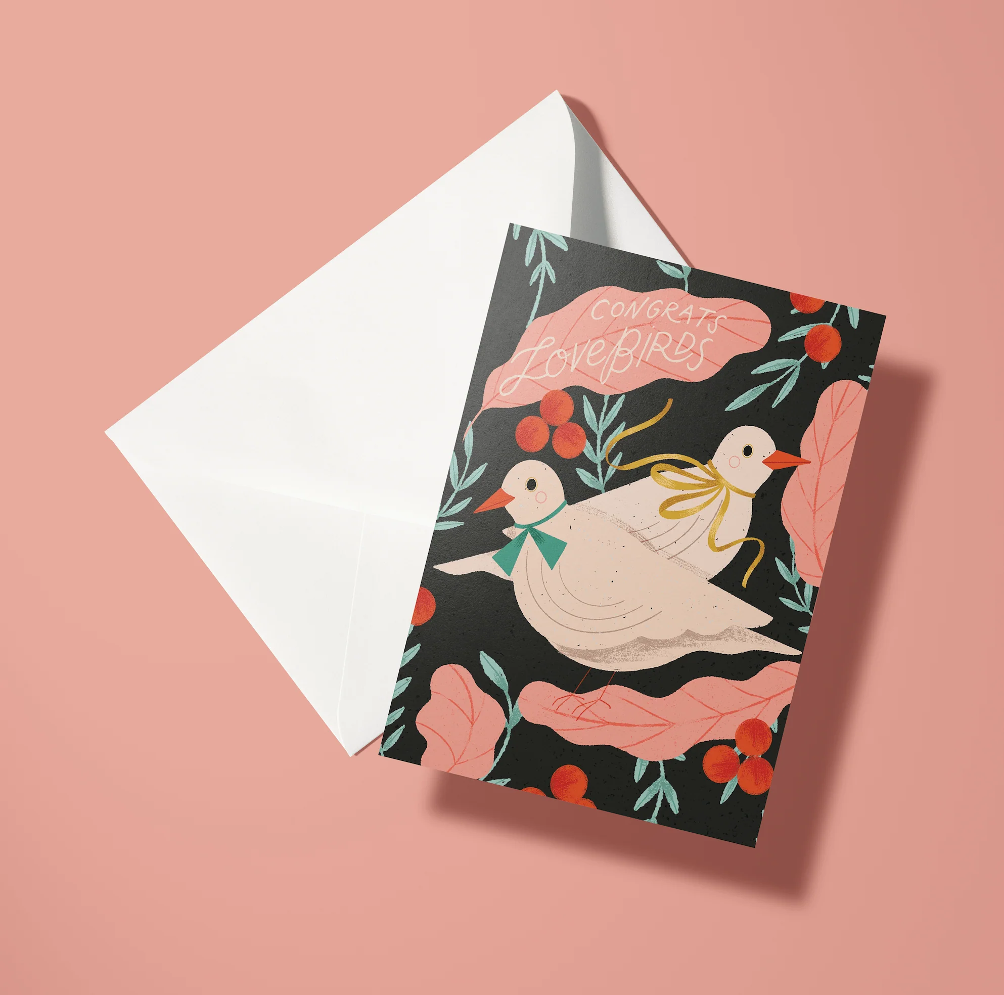 Congrats Love Birds Wedding Card - Image 2