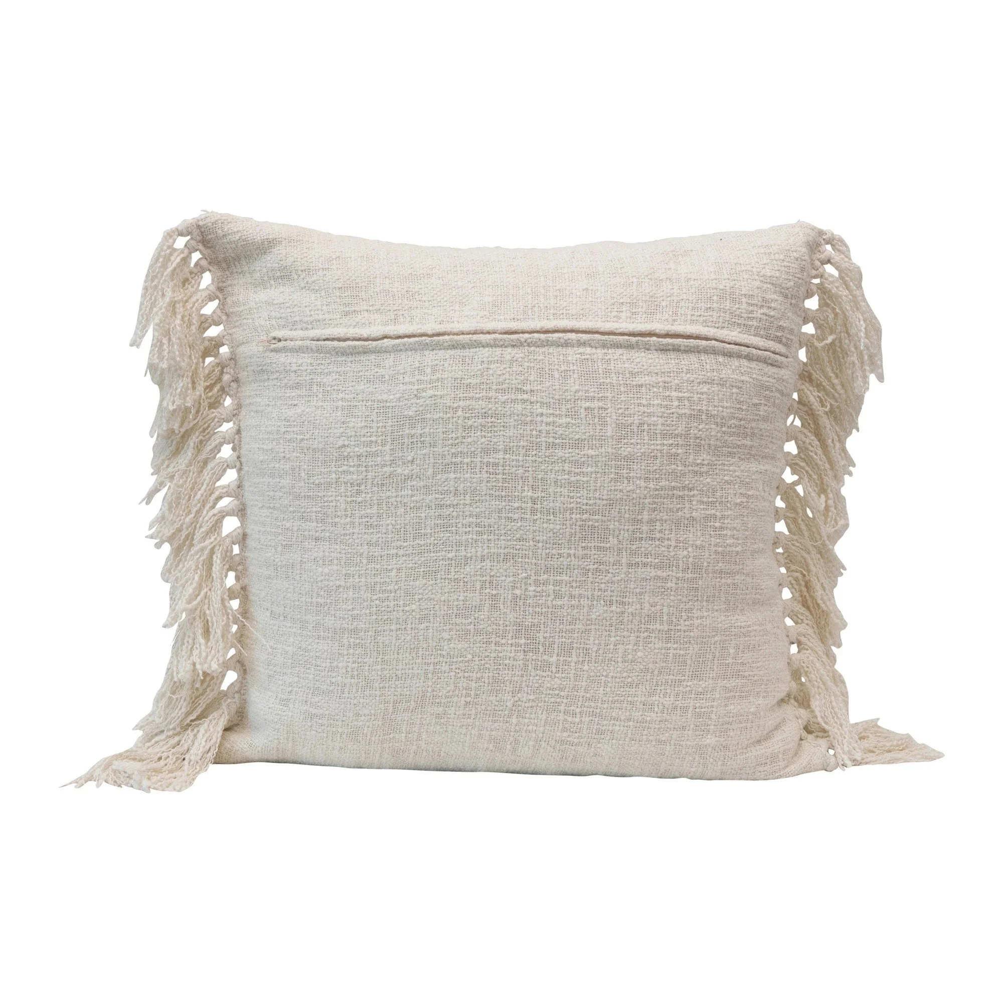 Cotton Blend Pillow with Pattern and Tassels - Image 4