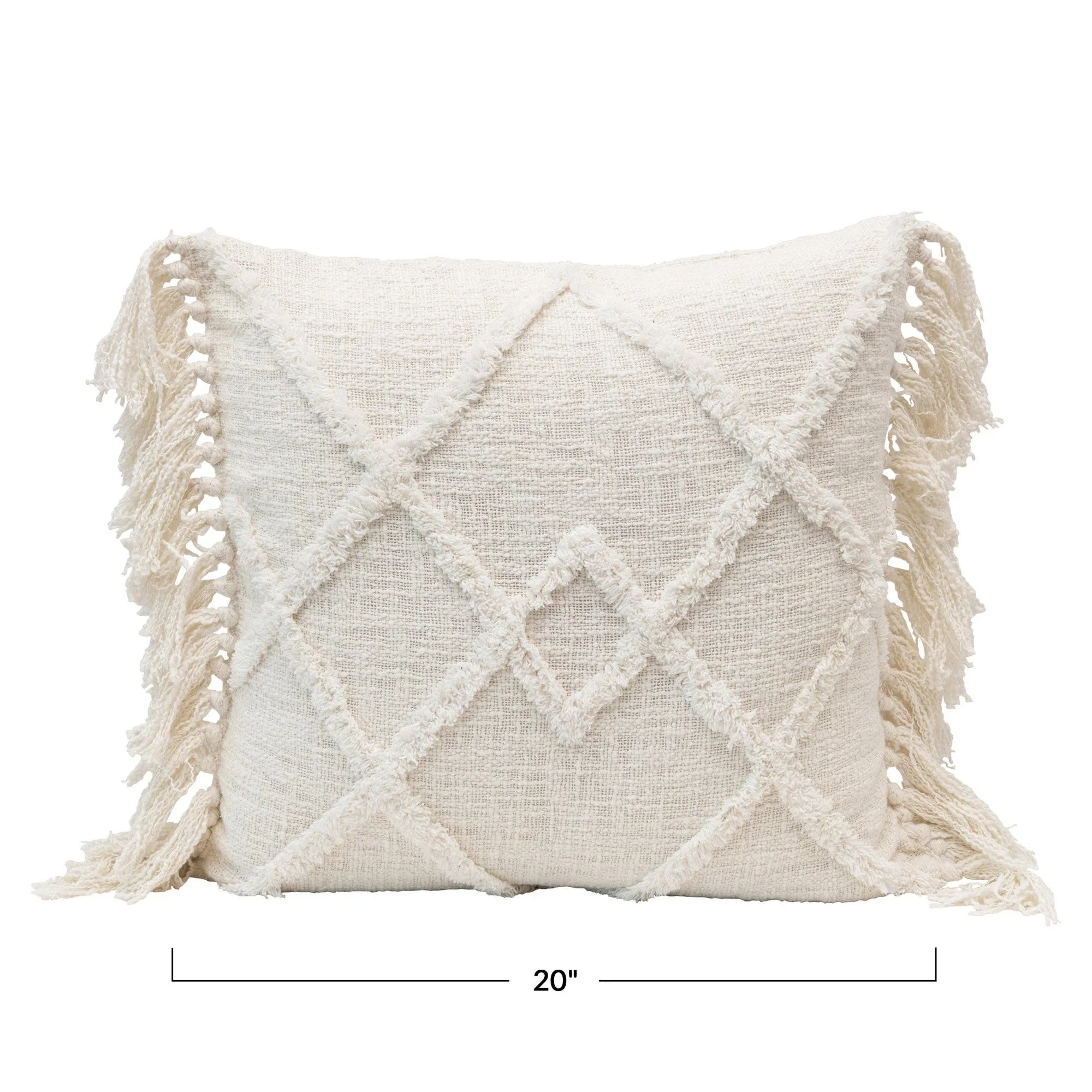 Cotton Blend Pillow with Pattern and Tassels - Image 5