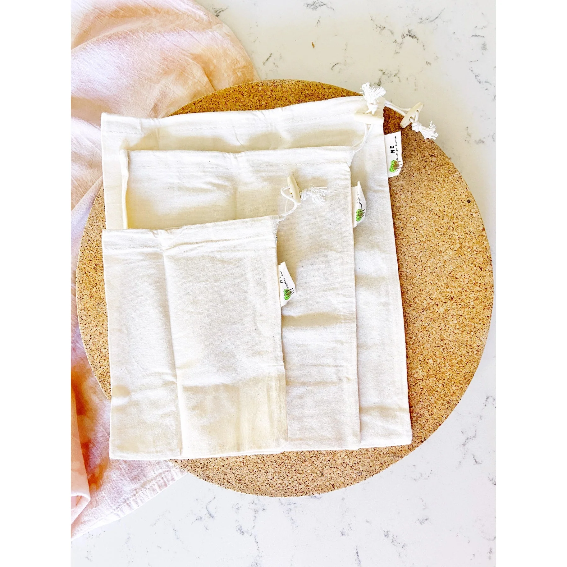 Organic Cotton Muslin Bulk Shopping Bags: 3-Pack - Image 3