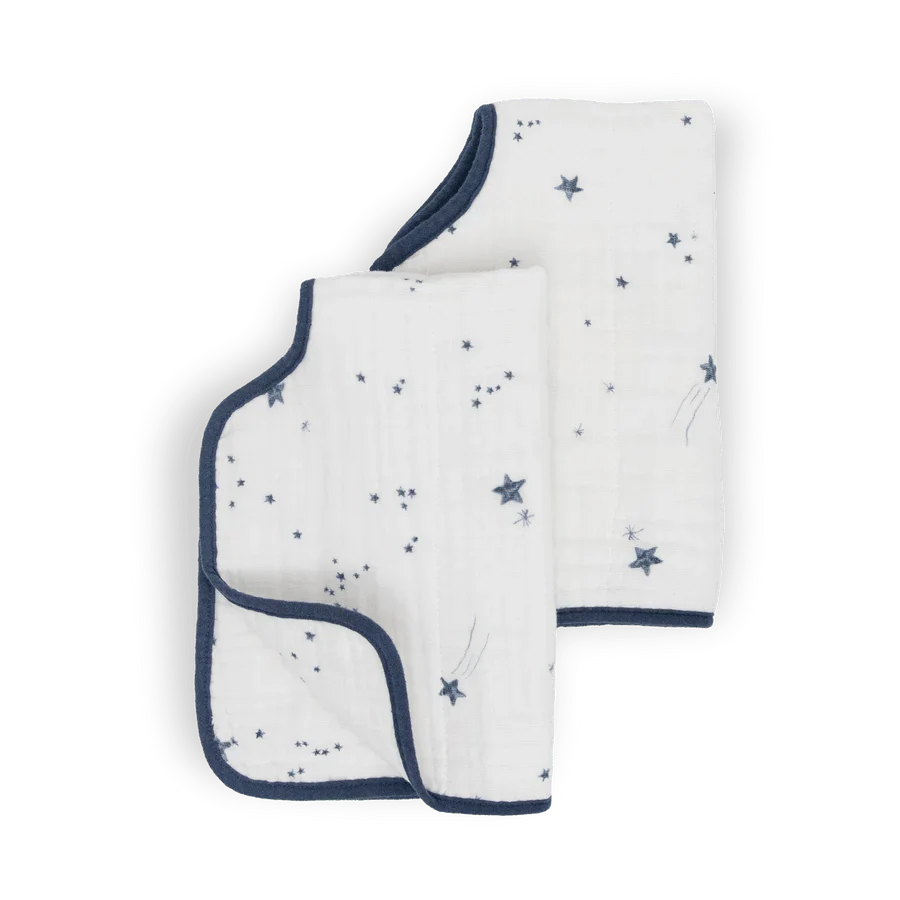 Cotton Muslin Burp Cloth 2 Pack: Shooting Stars - Image 2