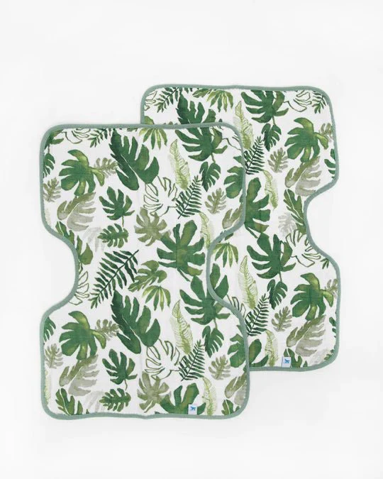 Cotton Muslin Burp Cloth 2 Pack: Tropical Leaf - Image 2