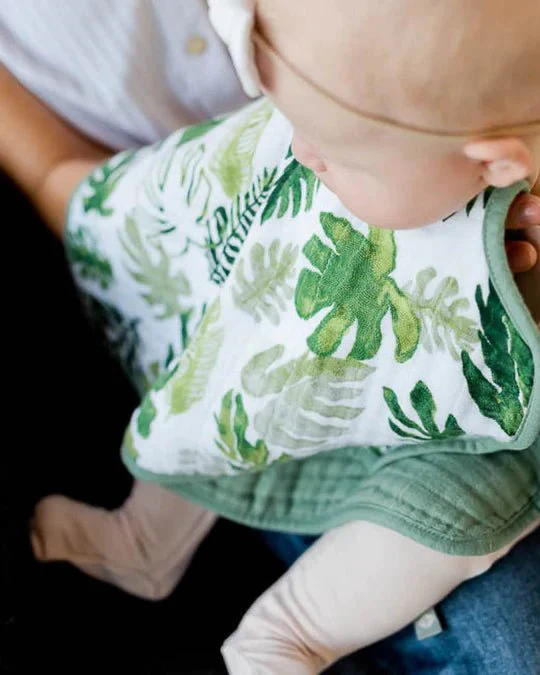 Cotton Muslin Burp Cloth 2 Pack: Tropical Leaf - Image 3