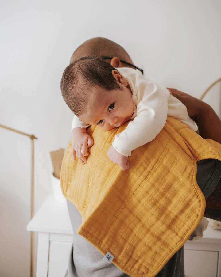 Cotton Muslin Burp Cloth: Mustard - Image 3