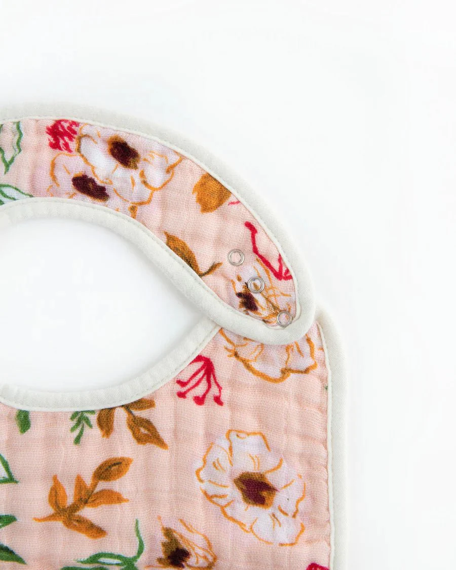 Cotton Muslin Classic Bib Set of 3: Vintage Floral - Image 2