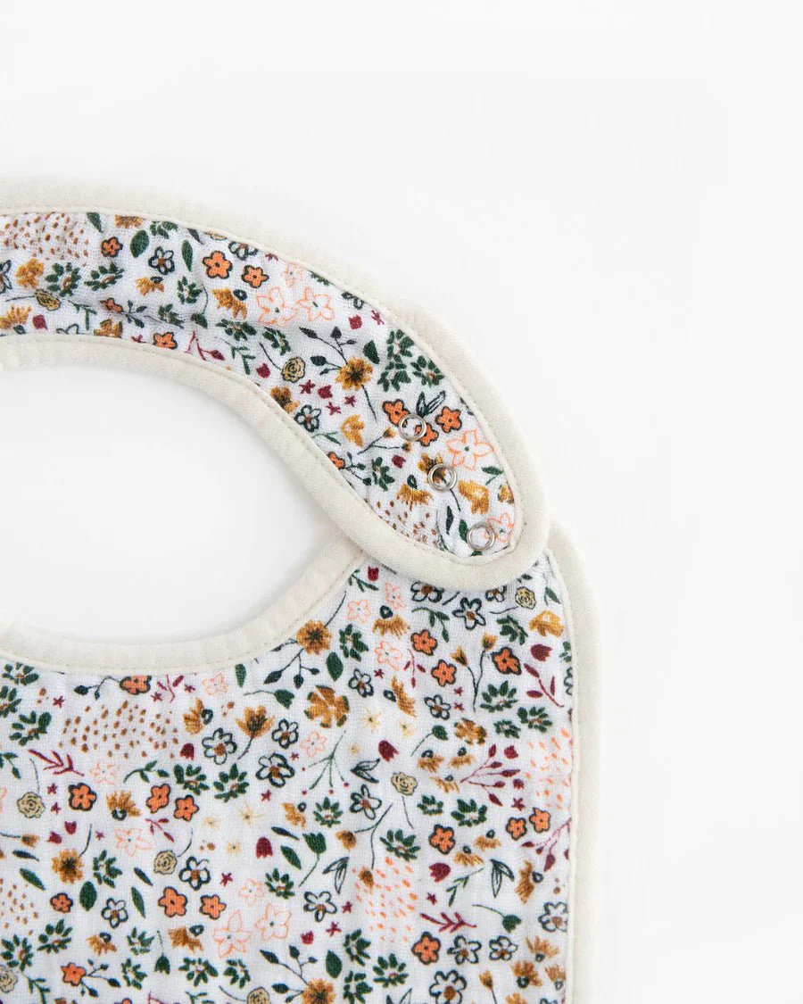 Cotton Muslin Classic Bib Set of 3: Vintage Floral - Image 3
