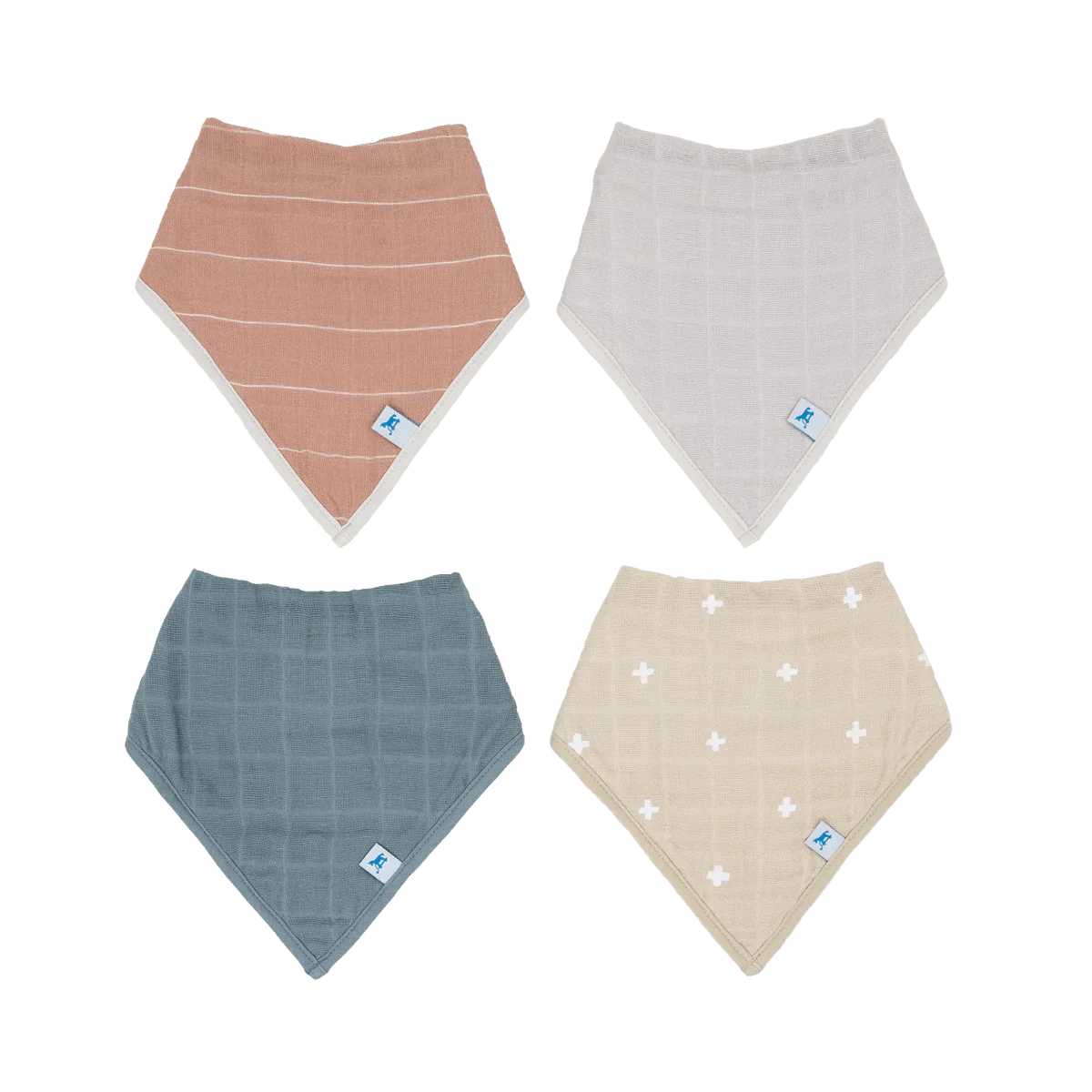 Cotton Muslin Fleece Bandana Bibs: Mauve Stripe - Image 2