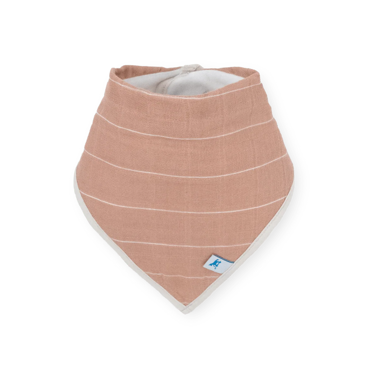 Cotton Muslin Fleece Bandana Bibs: Mauve Stripe - Image 6
