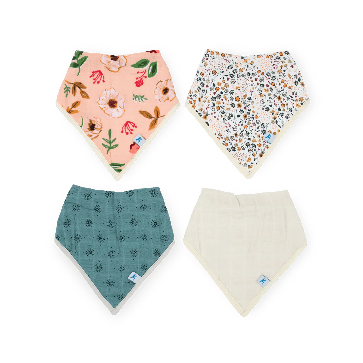 Cotton Muslin Fleece Bandana Bibs: Vintage Floral - Image 2
