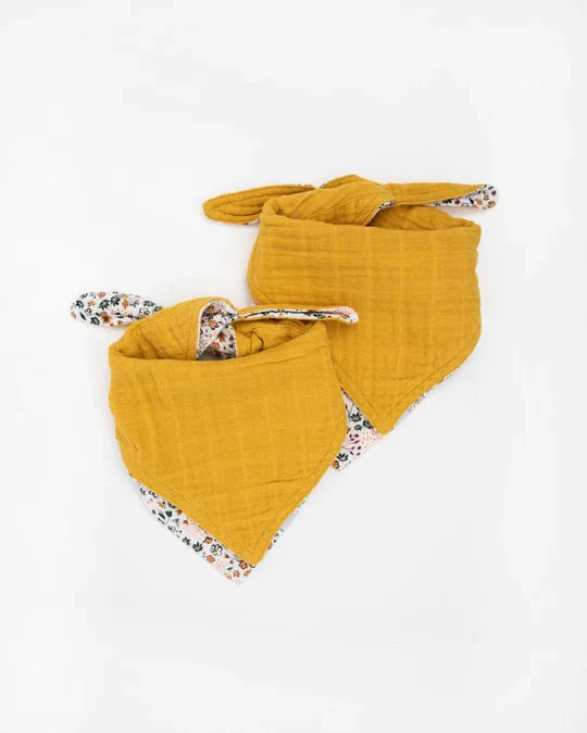 Cotton Muslin Reversible Bandana Bib 2 Pack: Pressed Petals - Image 2