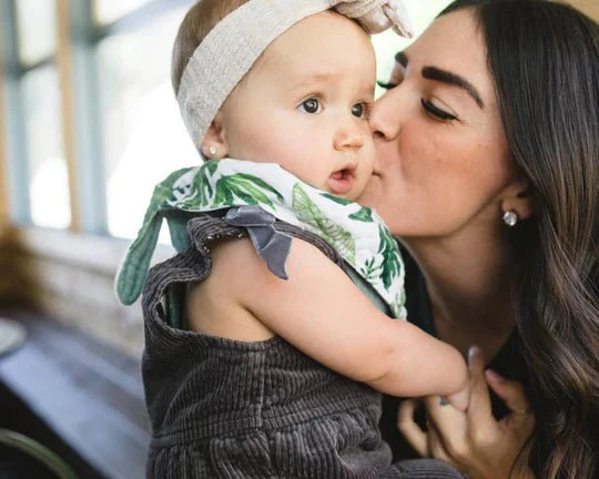 Cotton Muslin Reversible Bandana Bib 2 Pack: Tropical Leaf - Image 5