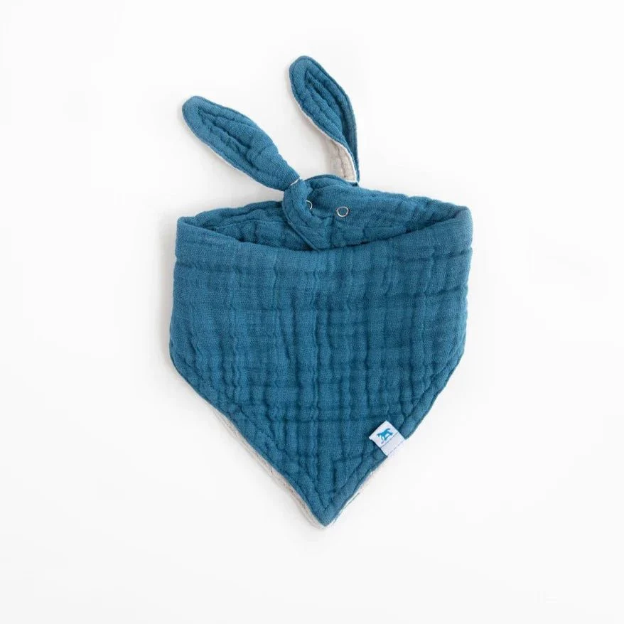 Cotton Muslin Reversible Bandana Bib: Lake
