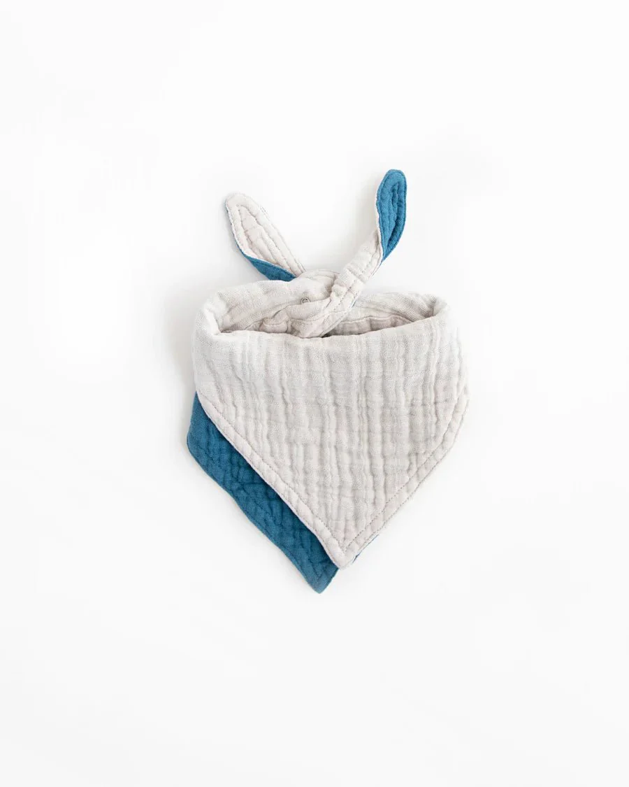Cotton Muslin Reversible Bandana Bib: Lake - Image 2