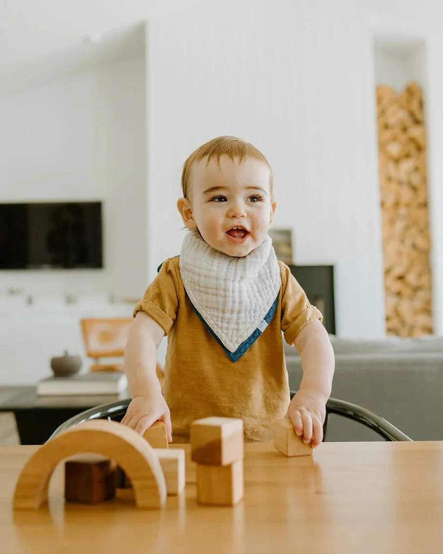 Cotton Muslin Reversible Bandana Bib: Lake - Image 4
