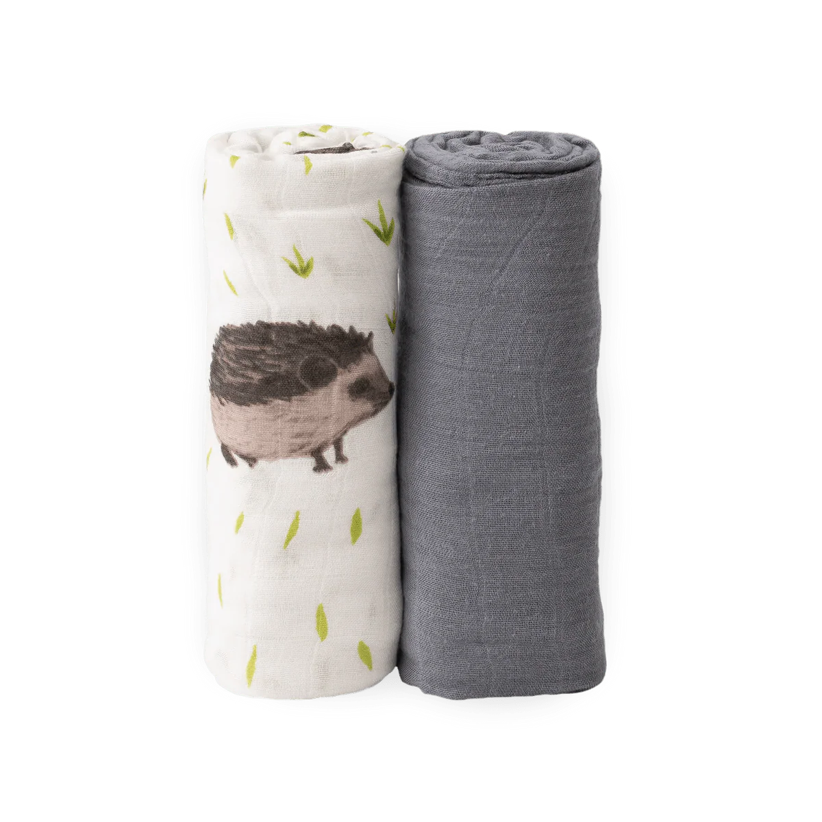 Deluxe Muslin Swaddle 2 Pack: Charcoal + Hedgehog - Image 7