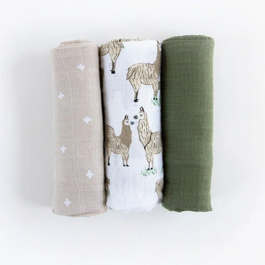 Cotton Muslin Swaddle 3 Pack: Llama Llama