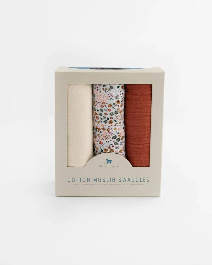 Cotton Muslin Swaddle 3 Pack: Pressed Petals - Image 4