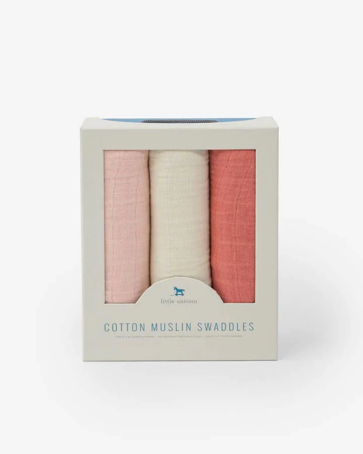 Cotton Muslin Swaddle 3 Pack: Rose Petal - Image 2