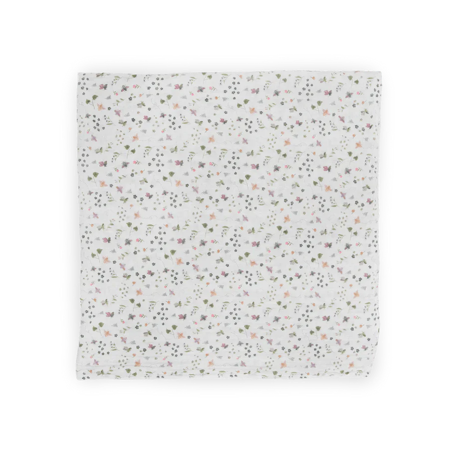 Cotton Muslin Swaddle: Garden Bees - Image 2