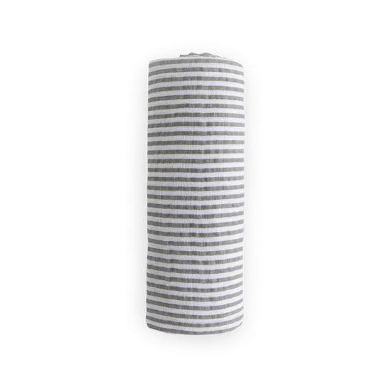 Cotton Muslin Swaddle: Grey Stripe - Image 3