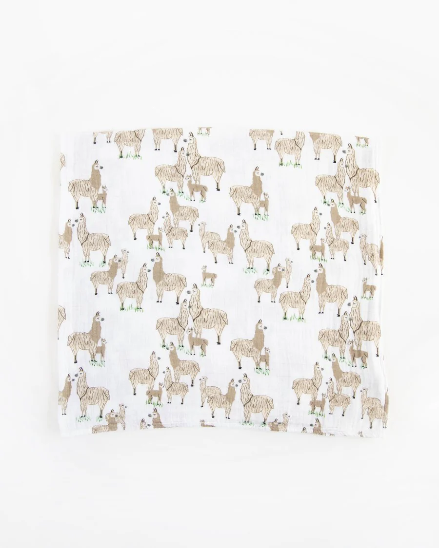 Cotton Muslin Swaddle: Llama Llama - Image 3