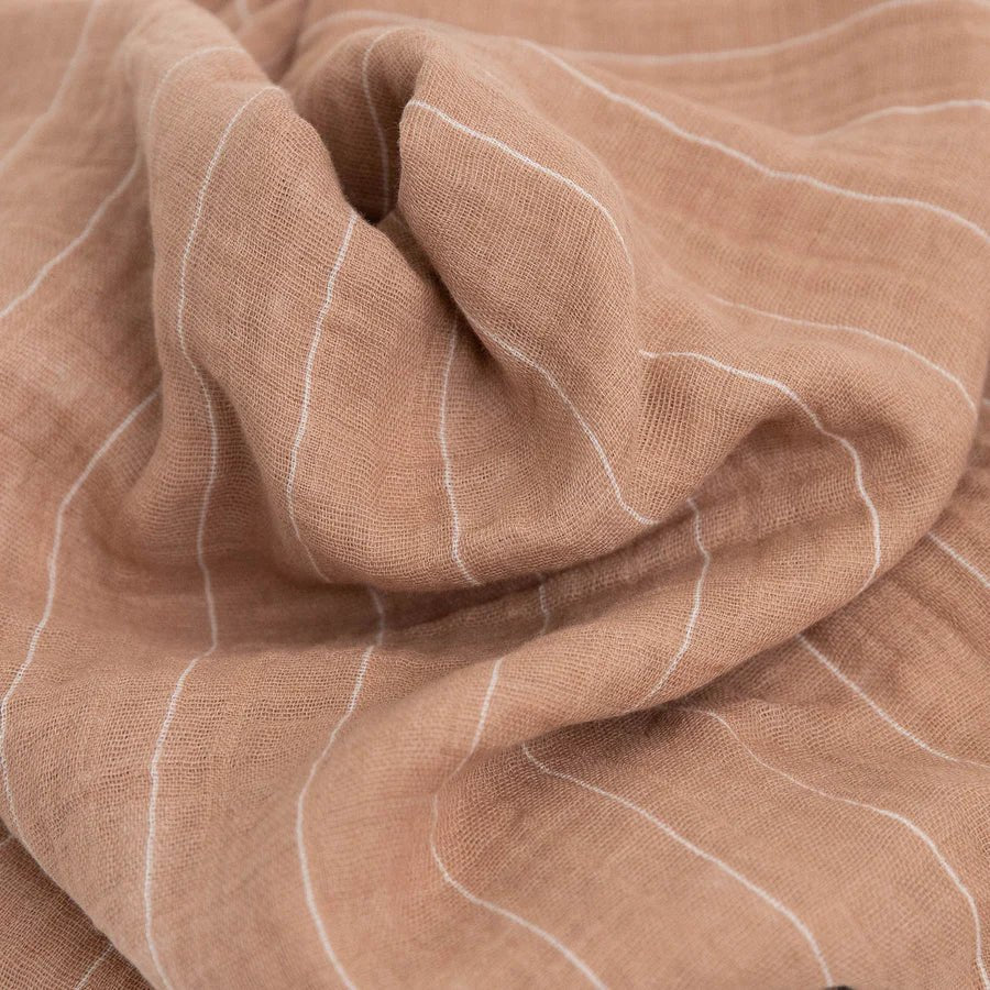 Cotton Muslin Swaddle: Mauve Stripe - Image 3
