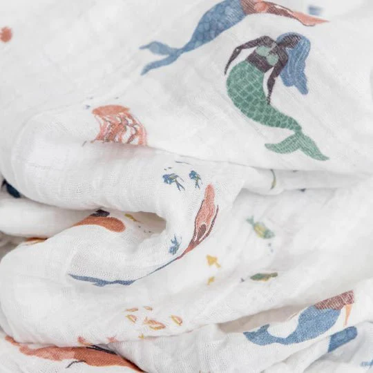 Cotton Muslin Swaddle: Mermaids - Image 3