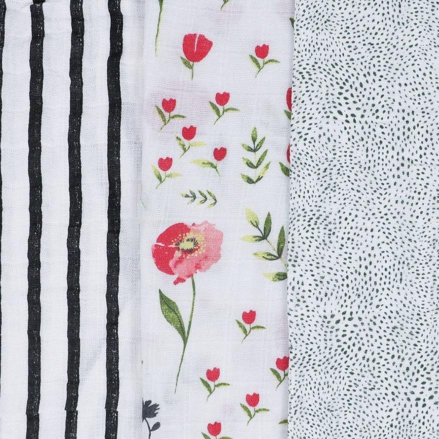Cotton Muslin Swaddle 3 Pack: Summer Poppy 2 - Image 2