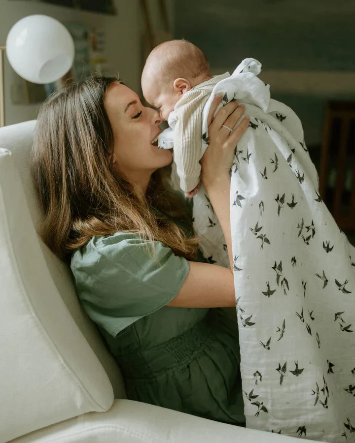 Cotton Muslin Swaddle: Swallows - Image 2
