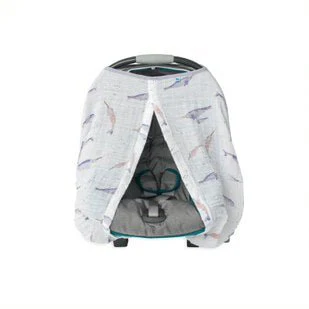Cotton Muslin Car Seat Canopy: Narwhals - Image 2