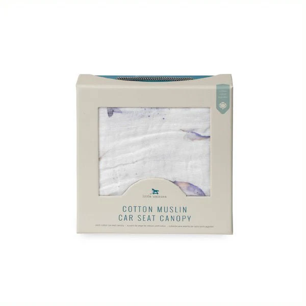 Cotton Muslin Car Seat Canopy: Narwhals - Image 3