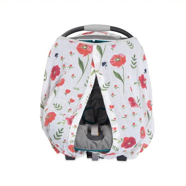 Cotton Muslin Car Seat Canopy: Summer Poppy - Image 2