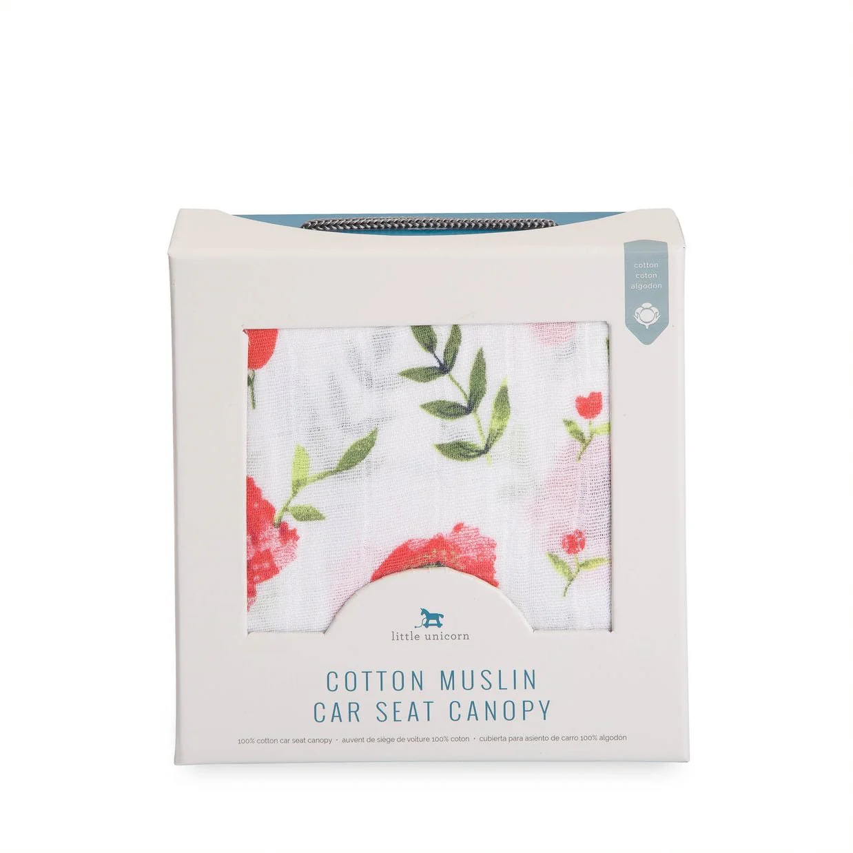 Cotton Muslin Car Seat Canopy: Summer Poppy - Image 3