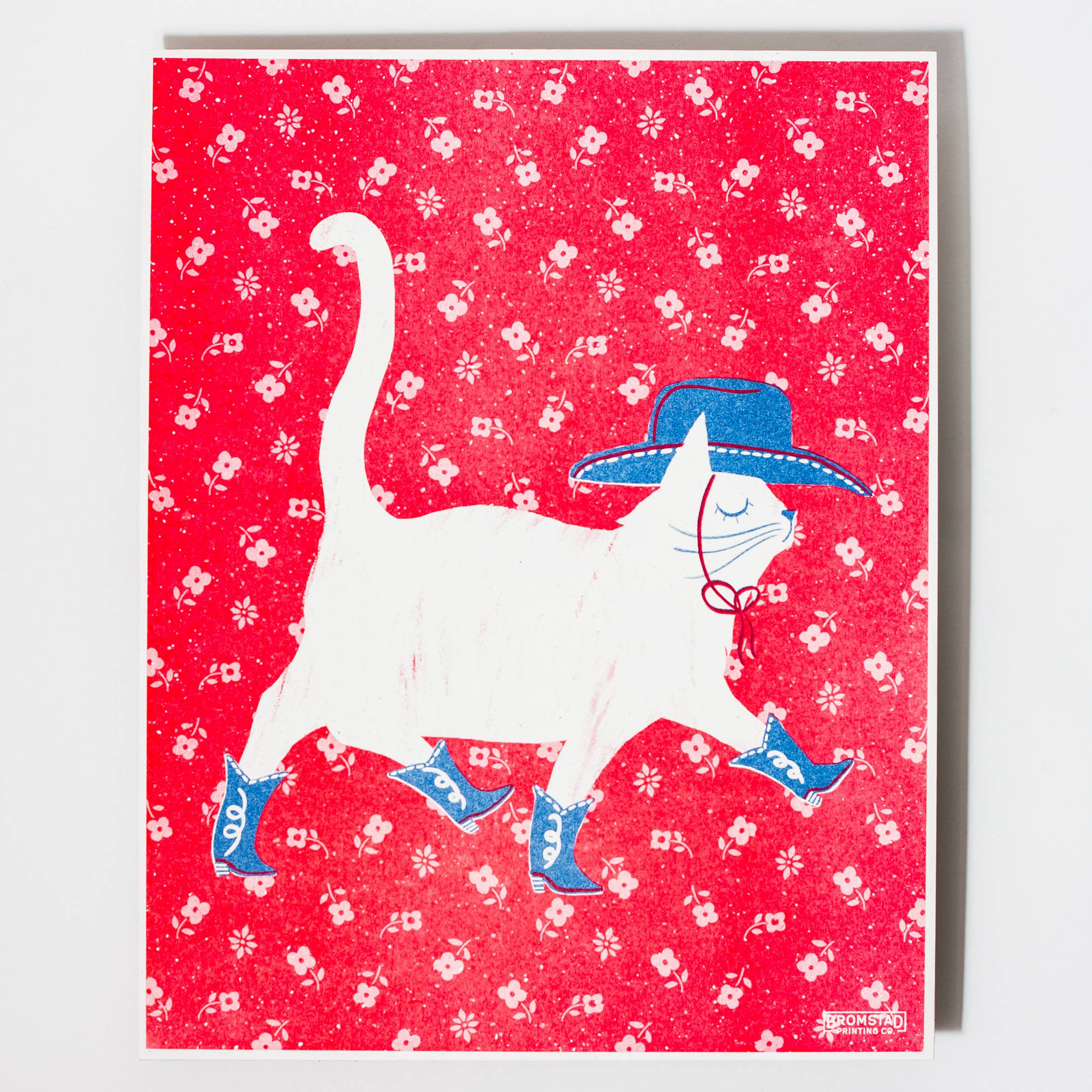 Cowboy Cat Risograph Art Print - Image 2